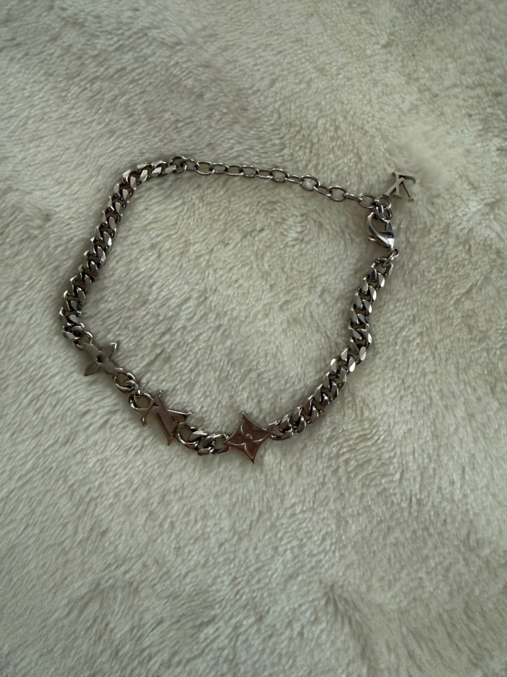 Louis Vuitton LV sterling silver charm bracelet